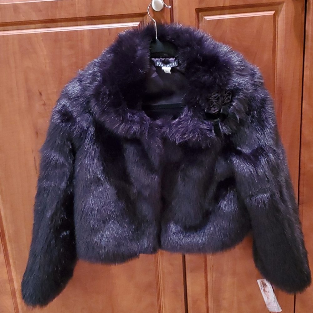Biscotti Black Faux Fur Coat-Size 14-